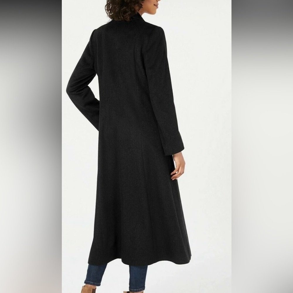 WOMENS FORESTER OF BOSTON INK BLUE 100% WOOL BALMACAAN LONG BUTTON COAT SZ 6 - Picture 2 of 13